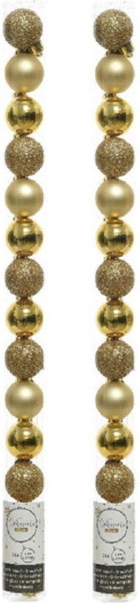 Decoris Kleine kerstballen - 28x stuks - goud - 3 cm - kunststof - onbreekbaar