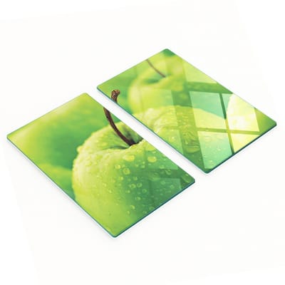 Glazen serveerplanken voor in de keuken met appeldruppelmotief, 2x30x52 cm