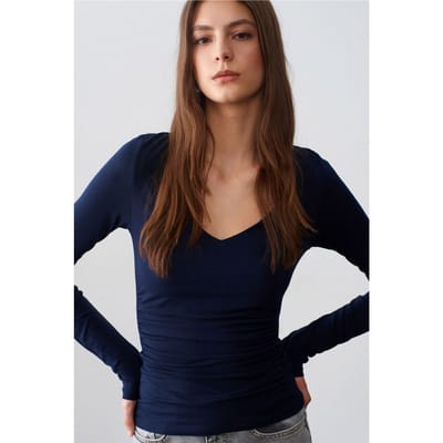 Slim Fit V-hals Gebreide Blouse