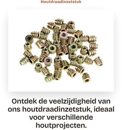 Dailygoods- Houtdraadinzetstuk M4 X 8 mm - 50 stuks - Zeskantmoeren - Zinklegering - Duurzaam - Externe schroefdraad - Schroefmoer