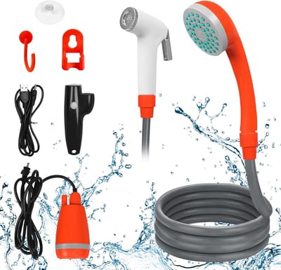 Camping Douche – Oplaadbare Buitendouche met 2200mAh Accu, Haken En Zuignappen, Draagbare Douche voor Tuin, Wandelen, Reizen, Autowassen En Huisdierreiniging - NAIZY