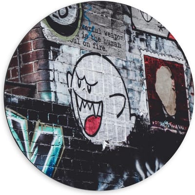 Dibond Wandcirkel - Muur versierd met Graffiti  - 60x60cm Foto op Aluminium Wandcirkel (met ophangsysteem)