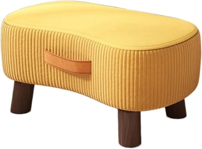 Voetenbankje Kruk - Zitje Poef - Ontspanning Thuis - Leuke Vorm - 40x28x23cm - Geel
