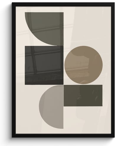 Poster in lijst - Fotolijst 60x80 cm - Posters - Aardetinten - Abstracte compositie - Eenvoudige vormen - Posterlijst zwart - Decoratie - Wanddecoratie woonkamer - Muurdecoratie slaapkamer