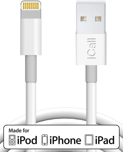 Kabel Oplader geschikt voor iPhone Lightning USB Kabel - iCall Oplaadkabel MFI Gecertificeerd door en geschikt voor Apple iPhone en iPad