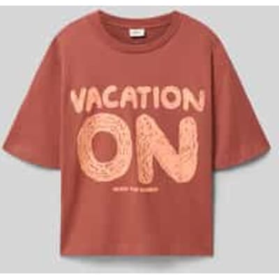T-shirt met vierkante uitsnijding en rubberen print voor meisjes s.Oliver