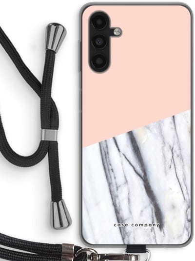 Case Company® - Hoesje met koord geschikt voor Samsung Galaxy A13 5G hoesje met Koord - A touch of peach - Telefoonhoesje met Zwart Koord - Bescherming aan alle Kanten en Over de Schermrand
