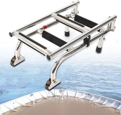 Opvouwbare zwembadladder van roestvrij staal met antislip treden - 4 treden, tot 136 kg, gemakkelijke installatie