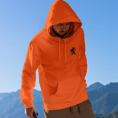 Oranje EK WK Koningsdag Hoodie Black Lion Chest (MAAT XS - UNISEKS FIT) | Oranje kleding / truien | WK & EK Feestkleding