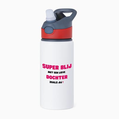 Hacebo® - super blij met een lieve dochter zoals jij waterfles met rietje rood - Dochter - de liefste dochter - verjaardag - cadeautje voor dochter - dochter artikelen - kado - geschenk - water fles - 650ML