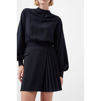 French Connection Harrie Suiting Pleated Skirt Blackout Size: 14 | Mini Skirts Outlet | Dames | Zwart