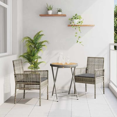 vidaXL - Tuin - Bistro - Set - 3 - st - Grijs - poly - rattan