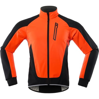 Heren Fietsjack Waterdicht Winddicht Thermisch Fleece Fietstrui MTB Fietsen Hardlopen Herfst Winter Jas XL oranje