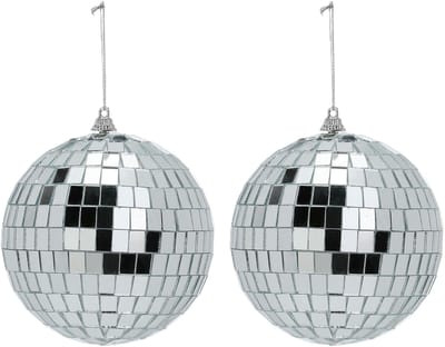 Inge Christmas Decor Disco kerstbal - 2x - zilver - D11 cm - glas/foam - discobal/discobol - kerstversiering