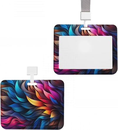 ID-kaarthouder - Badgehouder - Werk Organisatie - Schuifontwerp - 10x7.6cm - Regenboog Bladeren