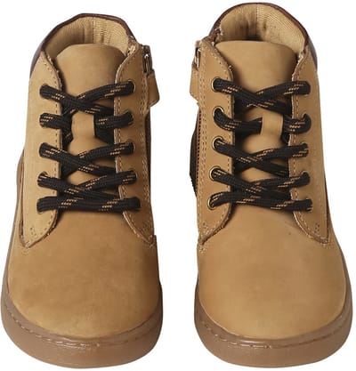 Vertbaudet Boots voor jongens uit de kleutercollectie van leer met rits en elastische veters