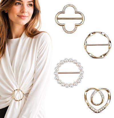 Kleding Clips Set – 4 Stuks – Taille Verkleiner & Sjaal Clips – Zonder Naaien – Broek & Jurk Verstelbaar – Fashion Accessoire Dames