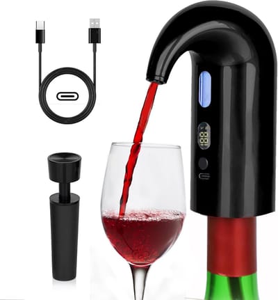 Elektrische Wijn Schenker en Aerator met Eén Knop - USB Oplaadbaar voor Rode en Witte Wijn
