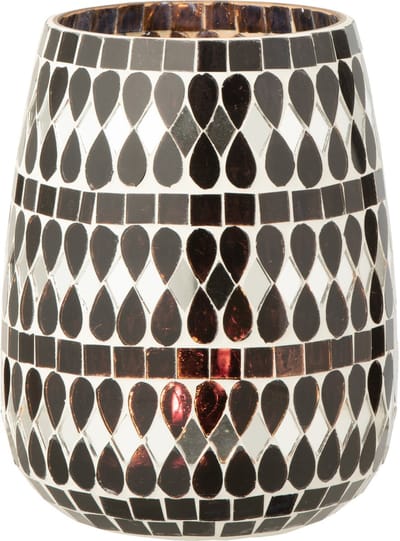 J-Line theelichthouder Mozaïek - glas - zwart/zilver - medium