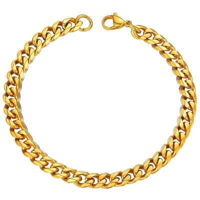Fako Bijoux® - Schakelarmband Gourmet - Cubaanse Schakel Armband - Cuban Link - Armband Staal - RVS - 7mm - 22cm - Goudkleurig