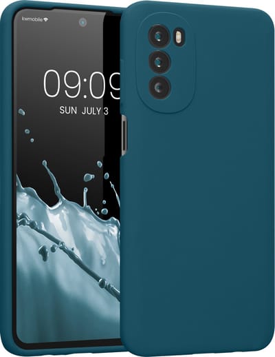 kwmobile telefoonhoesje geschikt voor Motorola Moto G52 / Moto G82 5G - Hoesje met siliconen coating - Smartphone case in petrol