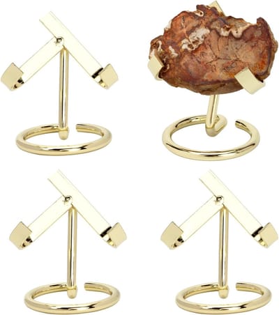 VHV - Mineralen standaard - Edelsteen standaard - Kristallen houder - Display standaard - Set van 4 - Metaal - Hartvormig - Voor verzamelaars en sieraden - 5*6*6.7cm - Goud