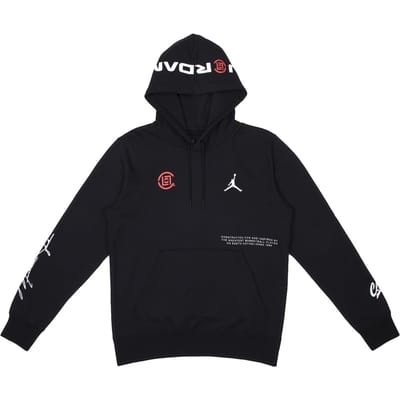 Air Jordan X Clot Co-Branded Logo Print Sport Pullover Hoodie Heren Hoodie Zwart AR8396-010 M gray