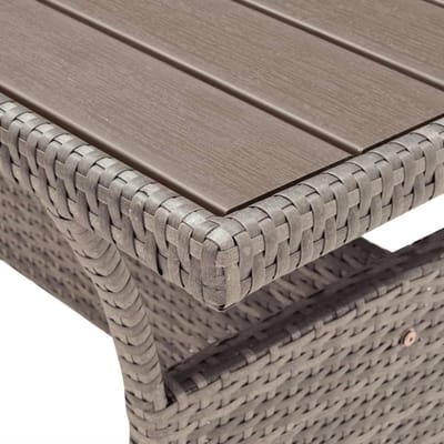 Tuintafel - Buitenmeubel - Buiten dineren - Weerbestendig rotan - 120 x 70 cm - Grijs