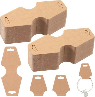200 Stuks Kraft Displaykaarten voor Sieraden - Beschrijfbare Kaarten met Voorgeboorde Gaten