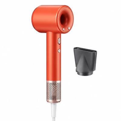 Snelle haardroger - 1600 W - borstelloze motor met hoge snelheid - koude/warme lucht en 4 snelheden - enkel concentratormondstuk - oranje uitvoering