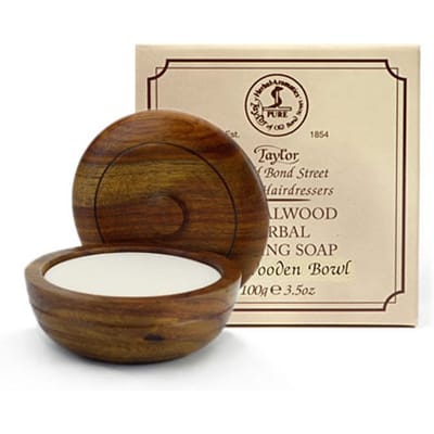 Taylor of Old Bond Street Wooden Bowl + Sandalwood Soap 100gr