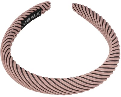 Haarsoires Haarband Diadeem 2cm – Dik Gevuld – Streeppatroon Stof – Oud Roze - Comfortabel voor Dames & Meisjes - Universele Maat