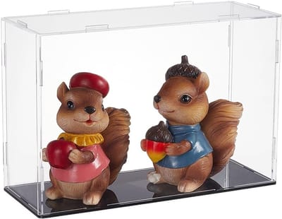 Acryl Display Case 25 x 9 x 17 cm, Model Display Case met Rubber en Zwarte Basis, Transparante Wanddisplay voor Minifiguren en Verzamelobjecten