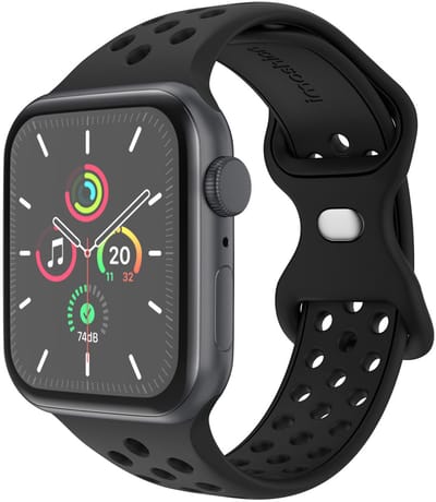 Siliconen Sport⁺ bandje - Geschikt voor Apple Watch 1, 12, 2, 3, 4, 5, 6, 7, 8, 9, 10, 11, SE, Ultra (2 / 3) - 44/45/46/49 mm - Zwart