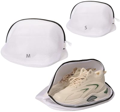 Dailygoods- Schoenwaszak - 2 Stuks - Wasnet met Ritssluiting - Herbruikbare Waszak - Bescherming voor Sneakers/Sokken - Duurzaam Materiaal