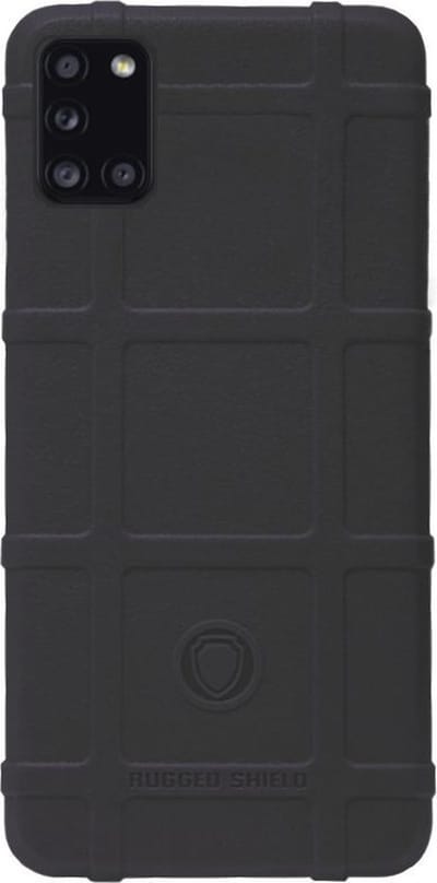 RUGGED SHIELD Rubber Bumper Case Hoesje Geschikt voor Samsung Galaxy A31 - Zwart