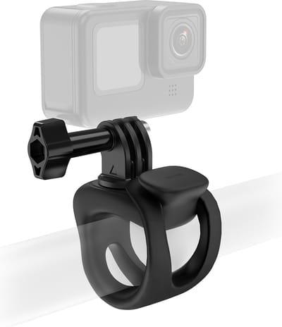 Telesin silicone buisklem met mount voor action camera - 360 graden draaibaar - Ideaal voor fietsstuur, stoelpoot, motorstuur, roei peddel, skistok, vishengel - Zwart