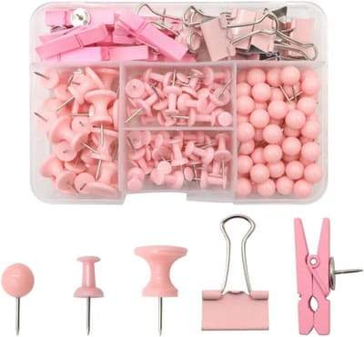 Priknaalden set - Kantoorbenodigdheden - Organiseren prikbord - Roestvrijstalen punten - 200 stuks - Roze
