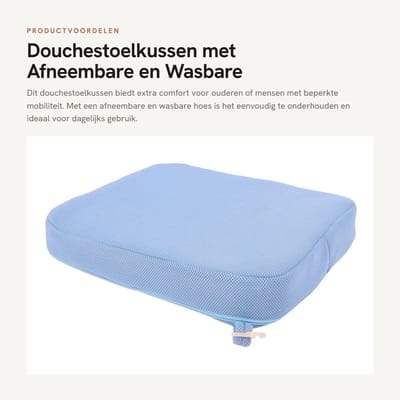 Dailygoods- Douche Stoel Kussen Afneembaar - Badkuipstoelblok - Wasbaar Deksel - Geschikt voor Douchestoelen - Comfortabel - Gemakkelijk op te bergen - Badkuipkussen