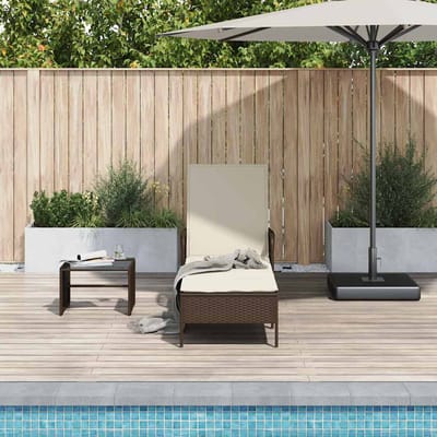vidaXL Ligstoel Bruin en Crème Wit 55 x 200 x 92 cm poly rattan