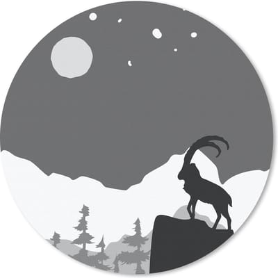Muismat rond 20x20 cm - Mousepad Illustratie - Geit - Zwart - Wit - Ronde muismatten