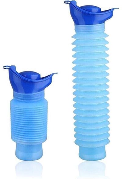 Intrekbaar urinoir, draagbaar urinoir voor mannen en vrouwen, noodhulpmiddel voor urineren, geschikt voor reizen, kamperen en wandelen, herbruikbare urinoirfles (blauw, 18/34 cm)