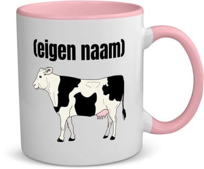 Akyol - koe met eigen naam koffiemok - theemok - roze - Koe - boeren/koeien liefhebbers - iemand die houdt van koeien - verjaardag - cadeau - kado - geschenk - 350 ML inhoud