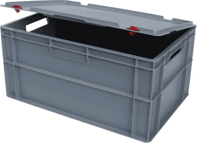 Alpac Stapelbak met deksel - Opbergbak met deksel - 600 x 400 x 310 mm - 55L - Grijs
