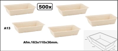 500x Frietbakje A13 100% biologisch afbreekbaar - Suikerriet - Patat friet frites bakje snack bak food menu