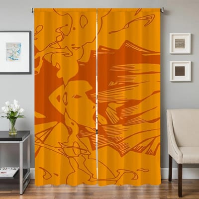 Raam Keukengordijnen voor Woonkamer 2 Stuks Verduisterende Gordijnen Deurgordijn D-demon S-slayer Slaapkamerdecoratie Scheidingswand W50xH70cmx2pcs-CL orange