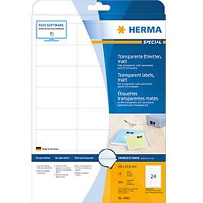 Herma transparante, matte folie-etiketten nr. 4681 op A4-bladen, 600 etiketten, 25 vellen