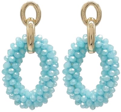 Oorbellen met Glaskralen - Facet Geslepen - 5x2,5 cm - Blauw