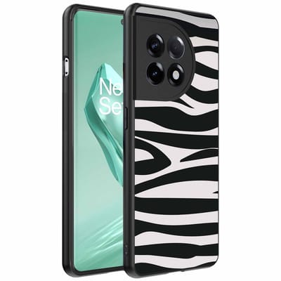 Geschikt voor OnePlus 12R Telefoonhoesje met zebra opdruk - TPU backcover case zebra design - Zwart Wit - Smartphonica geschikt voor OnePlus 12R