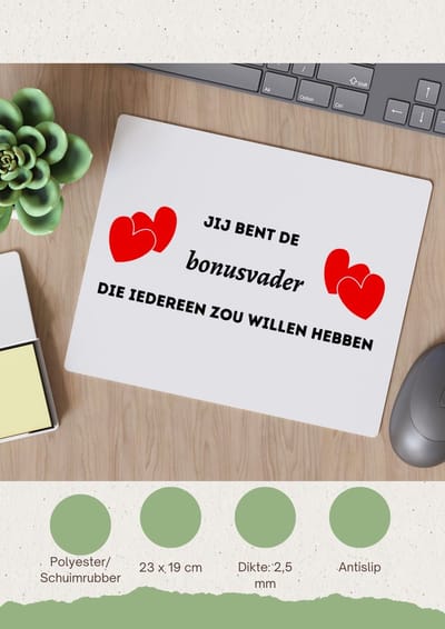 Akyol - jij bent de bonusvader die iedereen zou willen hebben Muismat - Vader - geweldige bonusvader - liefste bonusvader - verjaardag - cadeau - kado - bedankje - geschenk - 23 bij 19 cm